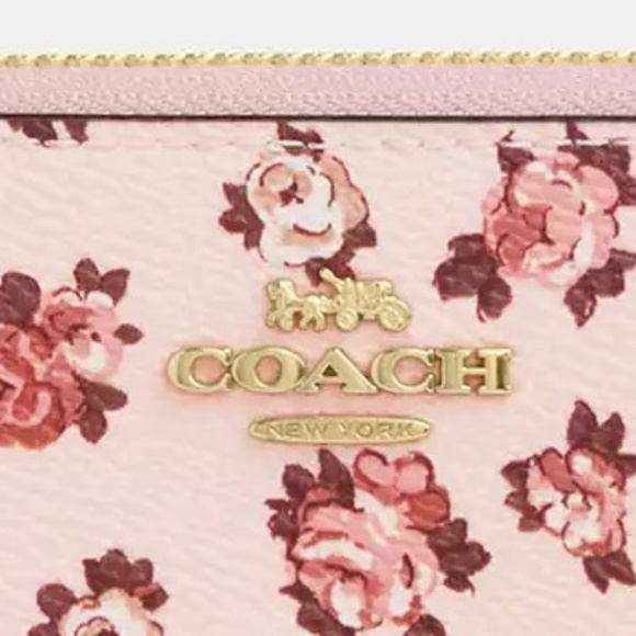 Coach Long Zip Around Wallet Pink with Rosette Print NWT Retail $298 CZ329 - Picture 3 of 11